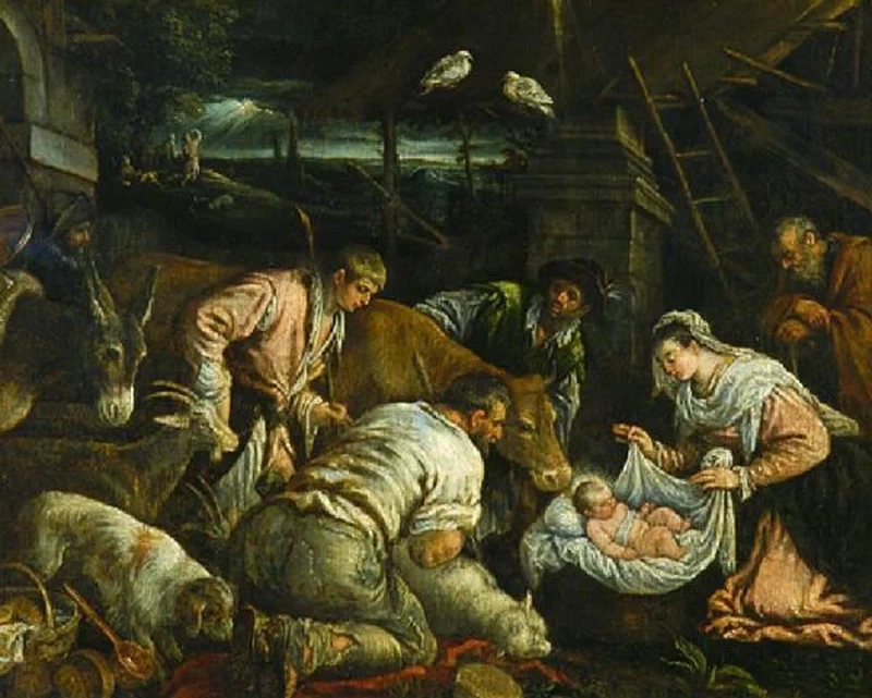 Francesco Bassano-122-Adorazione dei pastori - Musei Civici di Arte e Storia. Pinacoteca Tosio Martinengo, Brescia - attribuito